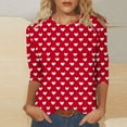 thumbnail image 2 of Penkiiy Chemises de la Saint-Valentin pour Femmes Décontractées Manches 3/4 Col Rond Blouses Imprimé Mignon Tuniques Tops 2025 L Multicolore, 2 of 5