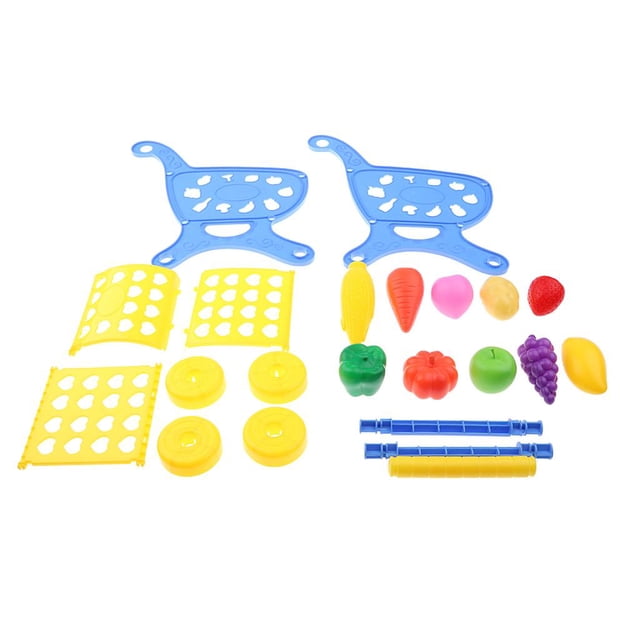 Modelo Carro de de Supermercado Comida de Plástico de Simulación Juegos de Desarrollo Educativo para Niño Azul perfke Carro de compras de juguete