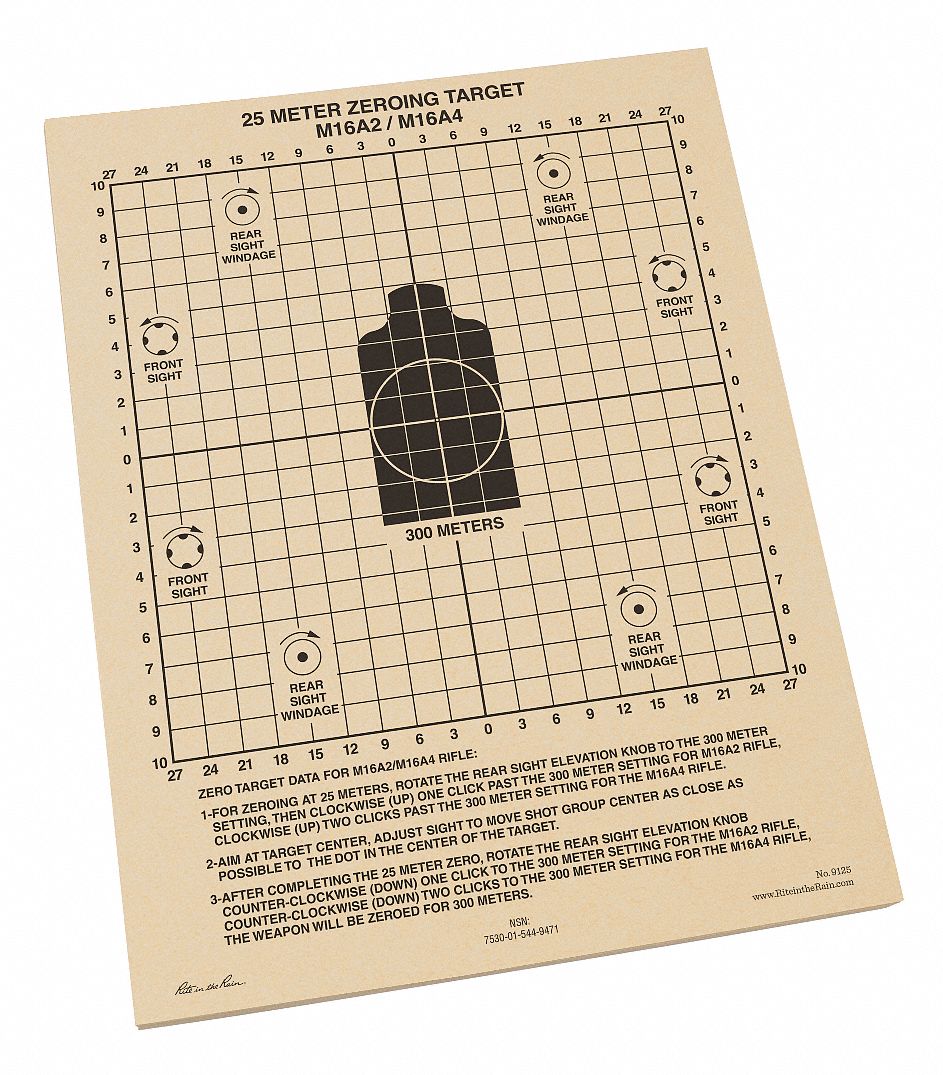 25m Zeroing Target Sheets 100