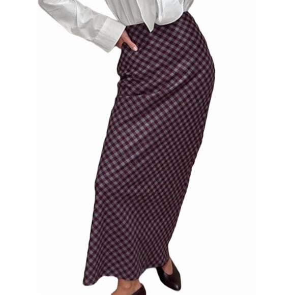 Jupe Midi en Maille Bohème à Fleurs pour Femmes, Taille Haute Élastique, Longue Jupe d'Été Fluide Marron m