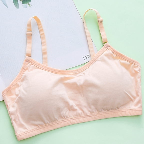 Piuwrlz Teen Kids Bras Underwear for Big Girls Breathable Bra No Traces Sports Bras Beige Size 11 Years