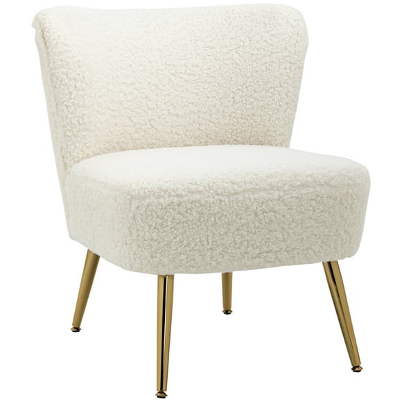 HOMCOM Fauteuil d'Appoint Chaise d'Appoint pour Salon avec Pattes Blanc