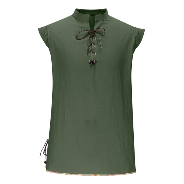 pstuiky Camisetas sin mangas, Camisa de hombre mejorada sin mangas estilo hippie, informal, playera, con cuello levantado y cuello vuelto. Tops elegantes para mujer xxl