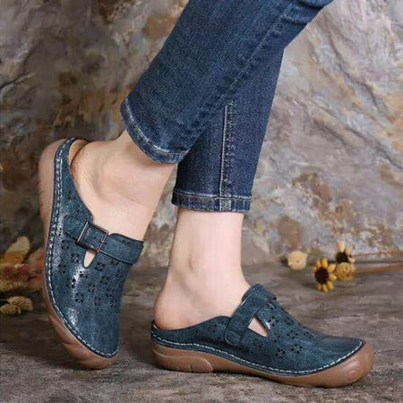 

〖Yilirongyumm〗 Dark Blue 41 Sandals Women Fashionable And Comfortable Breathable With Sandals Hollow Slope Large Size Women s Sandals