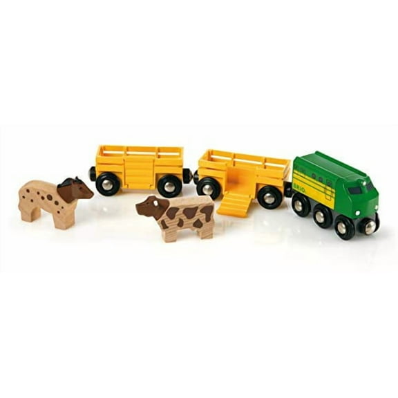 Brio World 33404 - Farm Train - 5 Piece Wooden Toy Train Set for Kids Age 3 and Up