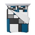 thumbnail image 7 of Quilts Twin Size Bedding Set, Abstract Blue Grey Lightweight Quilted Comforter, Modern Geometric Color Blocks Soft Reversible Bedspread Coverlet with Pillow Covers for All Season, 68" x 86", 7 of 7