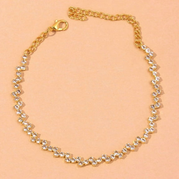 Fashion Shining Lozenge Chain Anklet for Women Fashion 14K Yellow Gold Adjustable
Summer Beach Ankle Bracelet Barefoot Sandals Foot Jewelry