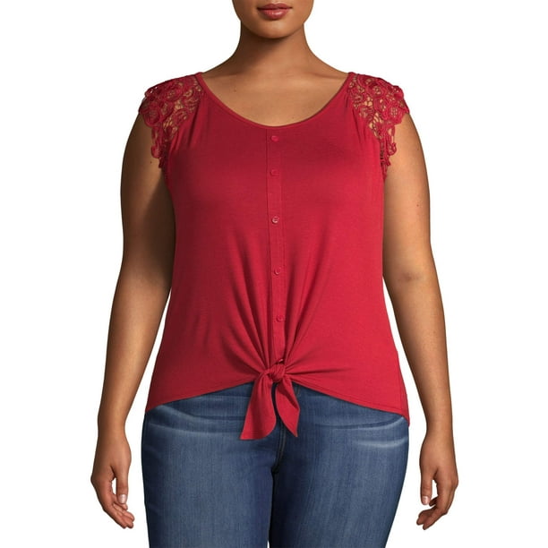 plus size tie front top