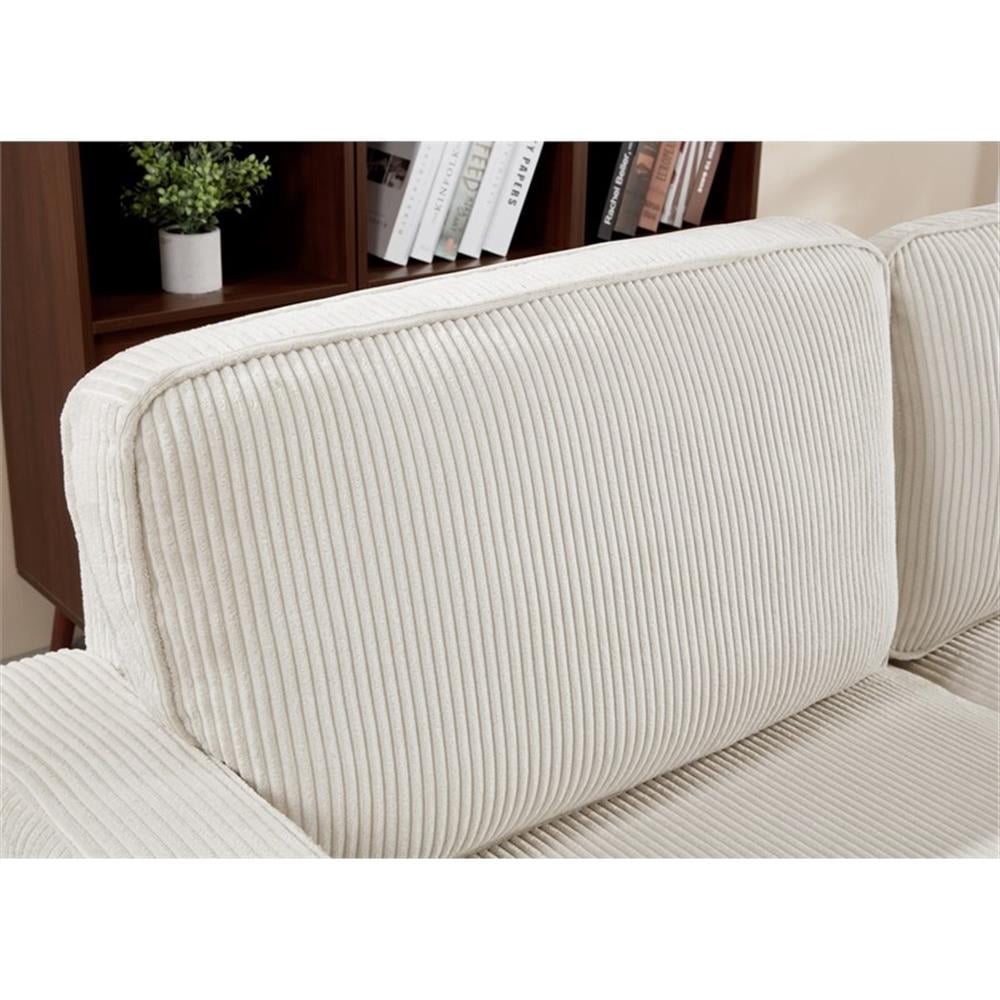 Bowery Hill 57"W Corduroy Loveseat Sofa with USB and Side Pockets in Beige