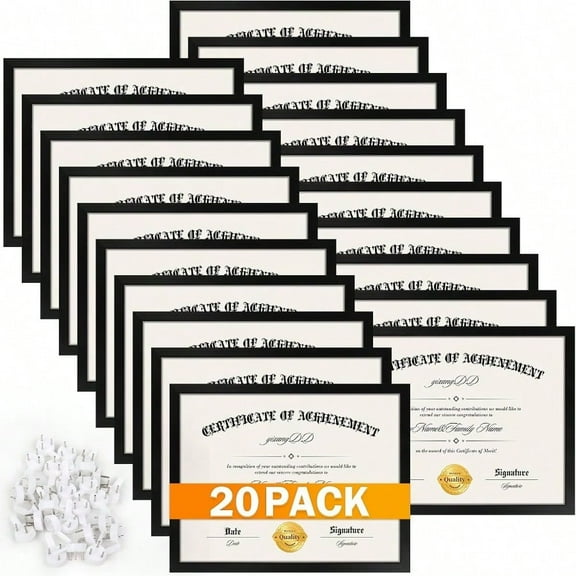 20 PACK Certificate Frames 8.5 X 11 Black Diploma Frame Document Frame With Clear Plexiglass Picture Frames For Tabletop And Wall Display