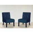 thumbnail image 4 of Accent Chairs Reese 53" 2Piece Living Room Armless Button Tufted Pattern Accent Chair with Velvet Fabric and Premium High Density Foam Cushion, Dark Blue,Fabric Accent Chairs, 4 of 5