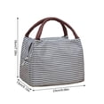thumbnail image 5 of Striped Insulated Lunch Bag, Large Capacity Thermal Lunch Tote 9.06x7.09in, Reusable Cooler Bag for Work School Picnic (Black), 5 of 6