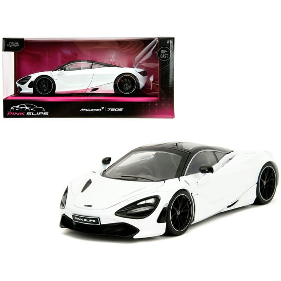 McLaren 720S White Metallic with Black Top "Pink Slips" Series 1/24 Diecast Model Car by Jada