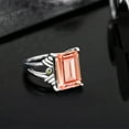thumbnail image 4 of Gem Stone King 6.34 Cttw Peach Nano Morganite and Simulated Green Peridot Engagement Ring for Women | 925 Sterling Silver | Gemstone October Birthstone | Emerald Cut 14X10MM (Size 6), 4 of 5