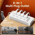 thumbnail image 4 of 12-in-1 Surge Protection Power Socket, 4 AC Outlets + 4 USB 1 USB‑C + 4 Independent On，Off Switches, Multi-Port Extension Cord, for Home Office Workstation, 4 of 10
