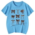 thumbnail image 4 of FINALGANG Girls Kids Casual Short Sleeve TShirts Leopard Print Bow Graphic Crewneck Loose Fit Tees For Summer Daily Wear Blue 8-9 Years, 4 of 4