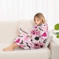 thumbnail image 4 of Halloween Pink Spooky Hearts and Ghosts Blanket Hoodies for Kids 6-13YR Oversize Wearable Blanket Hoodies for Boys Girls Teens, 4 of 7