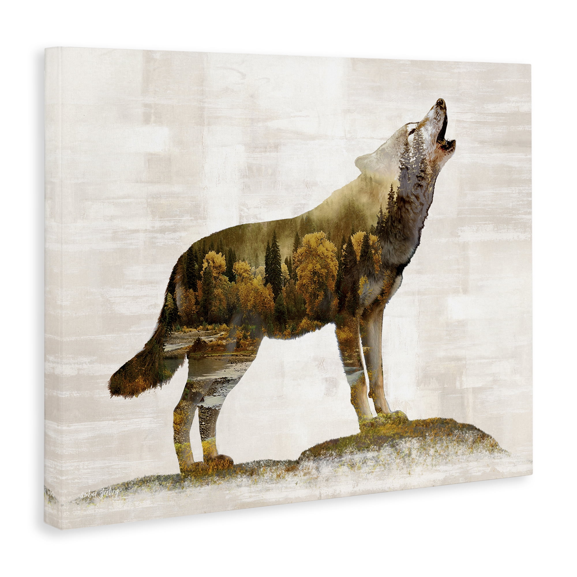 Stupell Industries Forest Pattern Wolf Animals & Insects Painting Gallery Wrapped Canvas Art Print Wall Art, 40 x 30