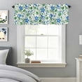 thumbnail image 3 of Summer Blue Flower Window Valance for Kitchen, Country Watercolor Floral Green Leaf Rod Pocket Short Curtain for Small Windows, Light Filtering Decorative Valance, 60 x 18 Inch, 1 Panel, 3 of 9