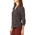 thumbnail image 4 of MODA NOVA Juniors Pleated V-Neck Long Sleeve Floral Faux Pocket Shirt, 4 of 6