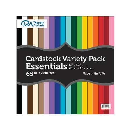 - Variety Pack 12x12 72pc 65lb Essential Cardstock