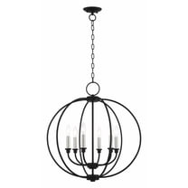 Traditional Farmhouse Six Light Chandelier-Black Finish Bailey Street Home 218-Bel-4188650