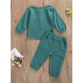 thumbnail image 4 of Toddler Baby Boy Girl Clothes 6M 12M 18M 24M 3Y 4Y 5Y Cotton Linen Long Sleeve Button Pullover Tops Drawstring Pants Set Casua, 4 of 6