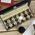 thumbnail image 6 of FUYGRCJ Watch Box Organizer, 6 Slot Mens Watch Case, Watch Storage Holder Organizer Case, Watch Stand Display Storage Case with Glass Lid, Anniversary Birthday Christmas Gifts for Men Women, 6 of 9