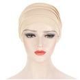 thumbnail image 3 of Uooqdmx Head Wraps for Women, Turbans for Women, Beanie, Women's Hats Caps Toe Solid Caps Color Pleated Muslim Pile Baseball Caps, Chemo Headwear for Women, Beige One Size, 3 of 5