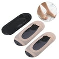 thumbnail image 1 of 3 Pairs Invisible Peep Toe Socks Non-slip Heel Grip Low Cut Ankle Liner Toeless Socks (Black & Beige), 1 of 5