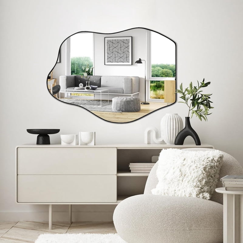 Easy4Home 22"x32" Frameless Bathroom Vanity Wall Mirror with Irregular Shape
