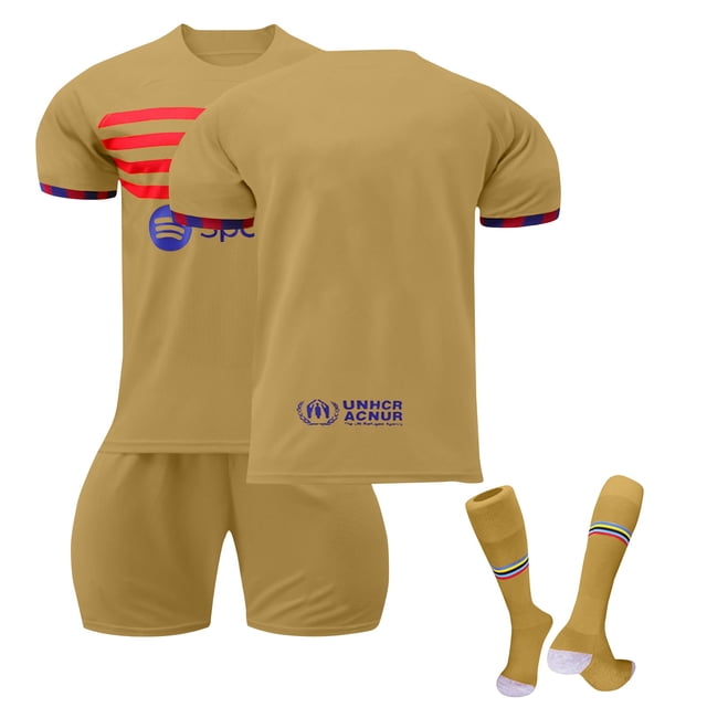 Conjunto de camisetas KEVCHE 2223 FC Barcelona 3 Piezas Adultos Camiseta Futbol SIN Número Marrón ##/L