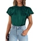 thumbnail image 1 of Blusa para Mujer PRETTYGARDEN Manga con Volantes Satín Verde Oscuro XXL, 1 of 5