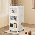 thumbnail image 5 of TFCFL Cream Color Storage Cart 3-Tier 4 Drawers Storage Cart Storage Rack with Wheels 14.17x14.17x31.1in, 5 of 15