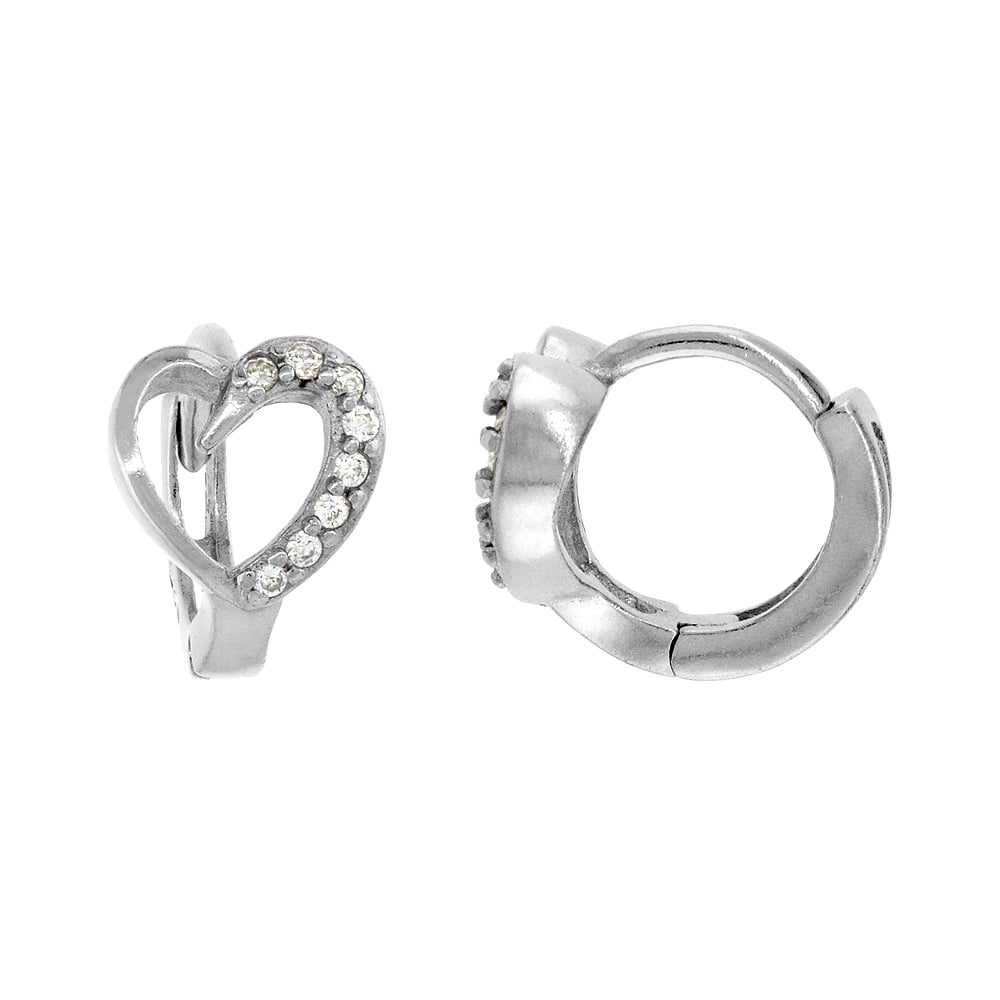 Huggie Hoop 925 Sterling Silver Heart  Earrings