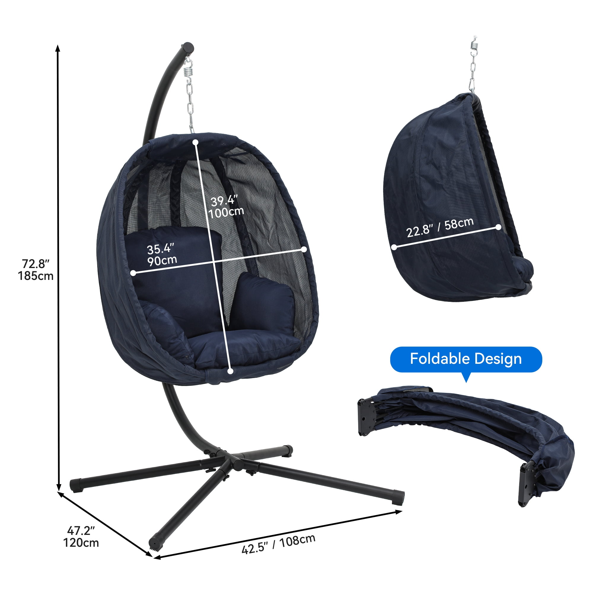 Uforic Egg Chair Porch Swing, Hanging Egg Chair with Stand, Indoor and Outdoor Egg Swing Hammock Chair