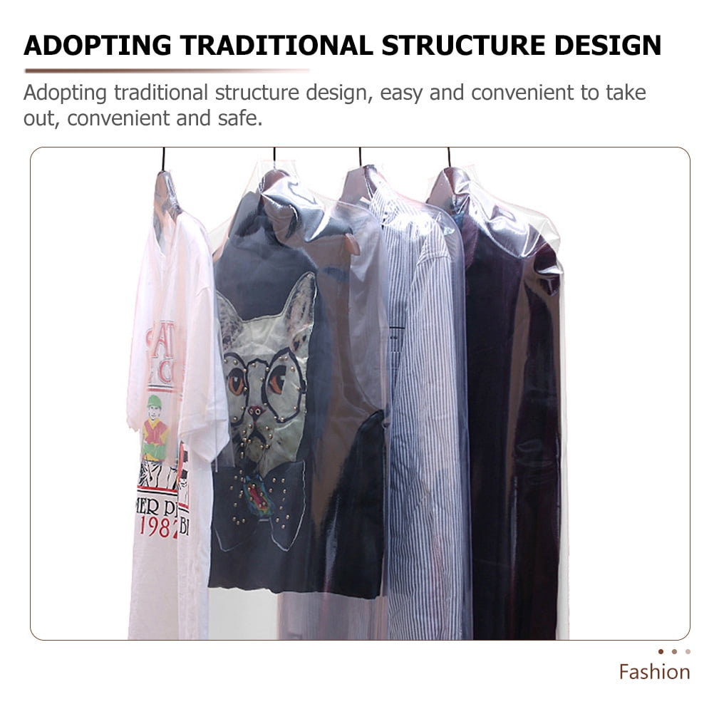 ETHZZLE 6Pcs Transparent Hanging Clothes Covers Garment Bags for Home Storage Reusable and Tear Resistant