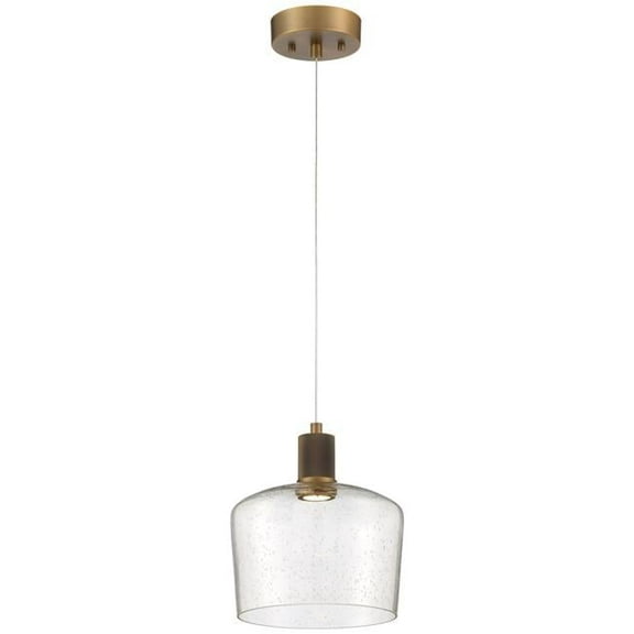 63141LEDD-ABB-SDG 8 in. Port Nine 1 Light LED Pendant Ceiling Light, Chardonnay - Antique Brushed Brass - Seeded Glass