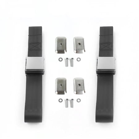 SafeTboy Airplane 2 Point Charcoal Lap Bench Seat Belt Kit with Bracketry for 1948-1952 Ford Truck - 3 Belts