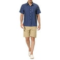 thumbnail image 2 of Lars Amadeus Men's Short Sleeve Button Down Stripes Color Block Printed Shirts M Blue White, 2 of 6