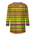 thumbnail image 4 of Gamivast Womens Mardi Gras Sweatshirts Striped 3/4 Sleeve Crewneck Pullover Relaxed Fitted Tunic Tee Tops Holiday Carnival Party Outfits 2026, 4 of 5