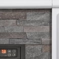 thumbnail image 3 of Holliwill Electric Fireplace Mantel, 44" Freestanding Fireplace Heater with Stacked Stone Surround Firebox, 1400W, White Brown, 3 of 7