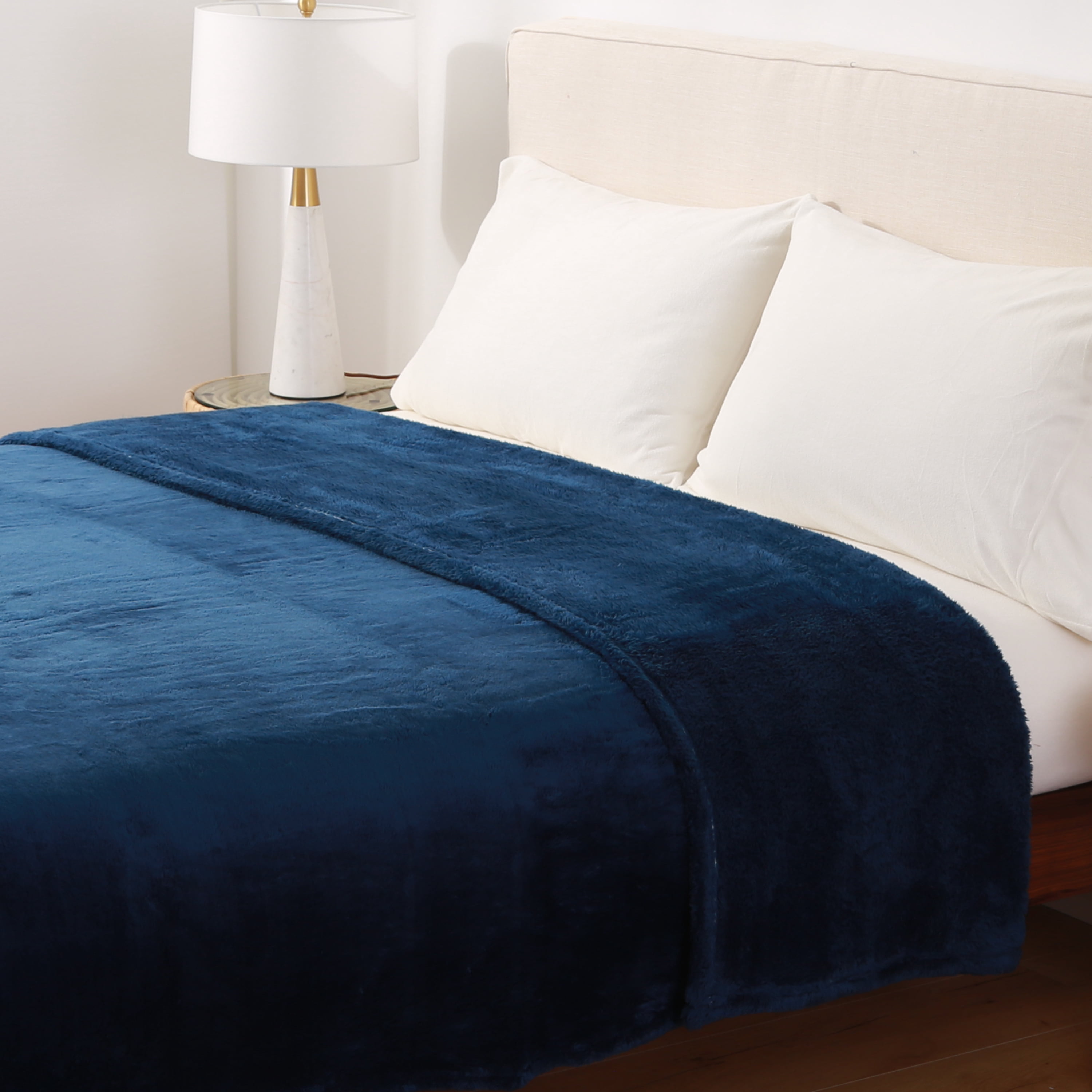 Berkshire Blanket Eco Plush Blanket, Full/Queen, Navy