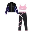 thumbnail image 3 of Linjinx Kids 3 Pieces Girls Sports Outfits Sleeveless Crop Top with Athletic Leggings and Long Sleeve Pink 14, 3 of 5