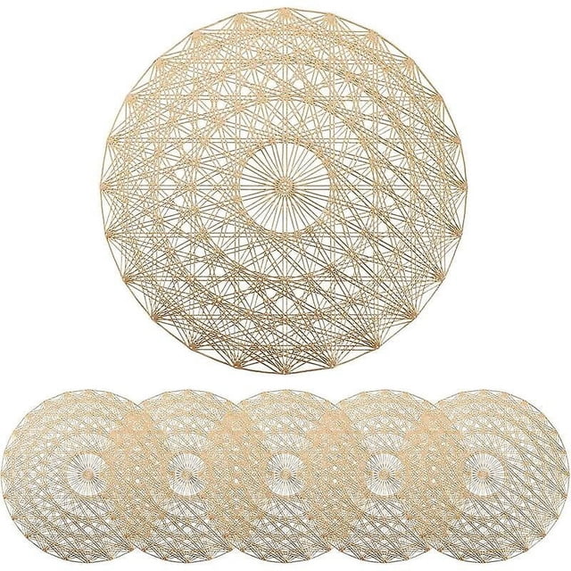 Paquete de 6 manteles individuales redondos de PVC, manteles individuales huecos con patrón de mandala, tapete antideslizante, lavable, resistente al calor para cocinas, restaurantes y hoteles - do