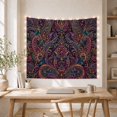 thumbnail image 5 of Symmetrical Paisley and Bloom on Dark Navy, Dramatic Boho for Meditation Enthusiasts, Ornate Floral Wall Art, Housewarming Gift Tapestry Wall Hanging for Bedroom and Living Room, 5 of 7