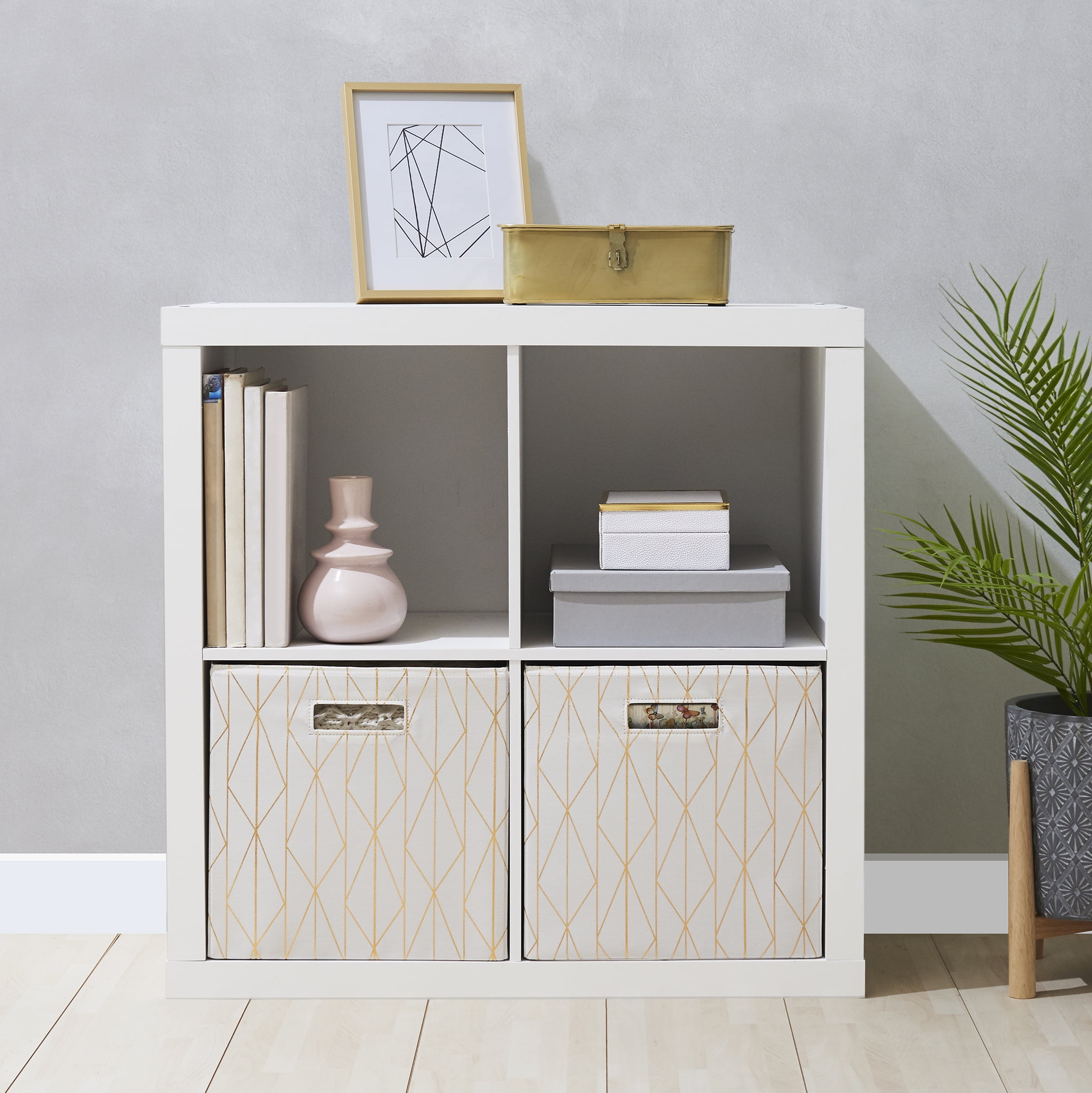 Better Homes & Gardens 4 Cube Storage Organizer, White Texture