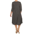 thumbnail image 4 of Women's Casual Plus Loose Fit 3/4 Sleeve Jersey Knit A-Line Polka Midi Dress, 4 of 4