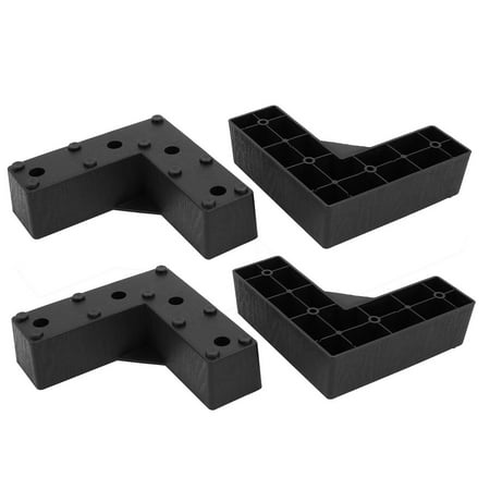 4Pcs 150mmx150mmx50mm L Shaped Cabinet Sofa Leg Feet Black Plastic