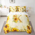 thumbnail image 2 of jejeloiu Letter K Monogrammed Bedding Comforter Set 7-Piece,Rustic Flower Print King Bedding Sets,Retro Yellow Sunflower Bed Sheets For Child,Microfiber Room Decorative Reversible, 2 of 8